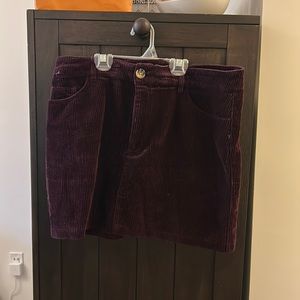 Maroon corduroy mini skirt
